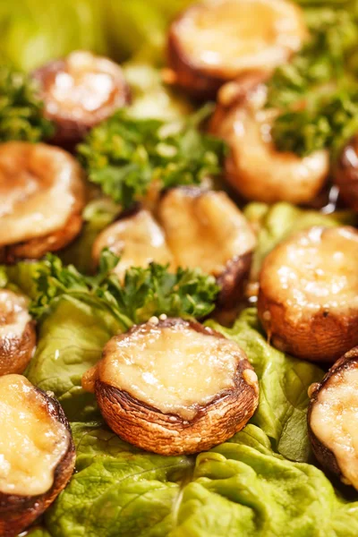 Stuffed mushrooms with meat and cheese — Stock Photo, Image