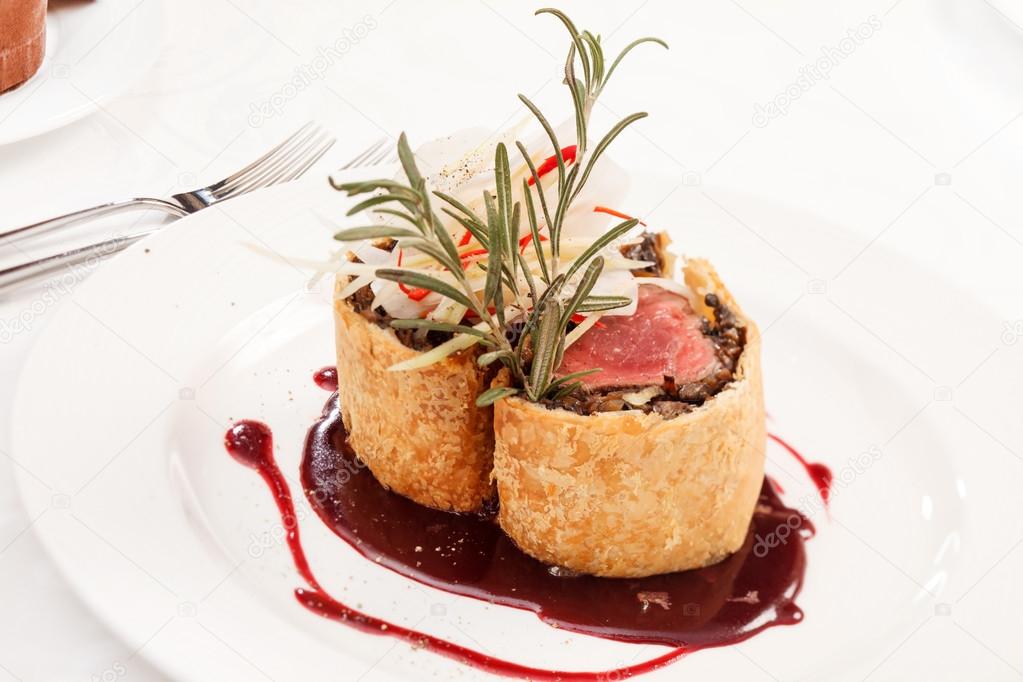Fillet Wellington with fresh herbs