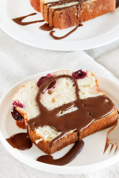 Cake with chocolate and cherry — Stock Photo, Image