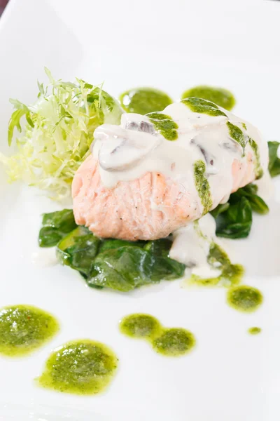 Zalm Filet in crème saus — Stockfoto