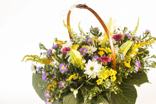 Nice flowers in the basket — Stock Photo, Image