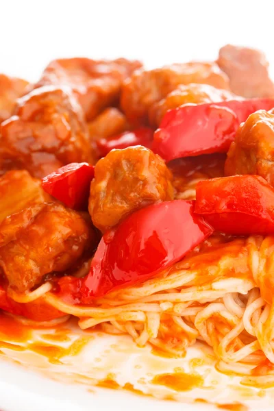 Espaguetis con carne. Primer plano foto — Foto de Stock