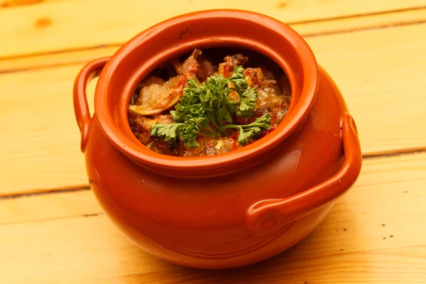 Meat in the pot — Stock Photo, Image