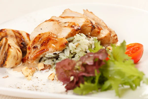 Filetto di pollo con verdure e riso — Foto Stock