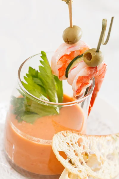 Gazpacho in portion glass — Stock Photo, Image