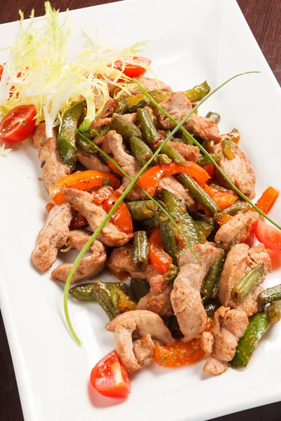 Meat with String Beans — Stock Photo, Image