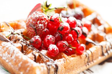 meyve ile Belçika waffle