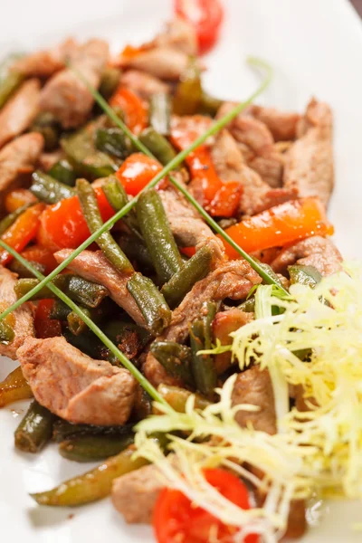 Meat with String Beans — Stock Photo, Image