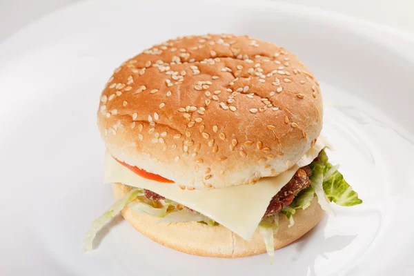 Hamburger sul bianco — Foto Stock