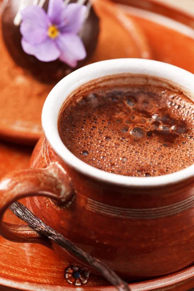 Hot chocolate with chocolate ball — Stock Photo, Image