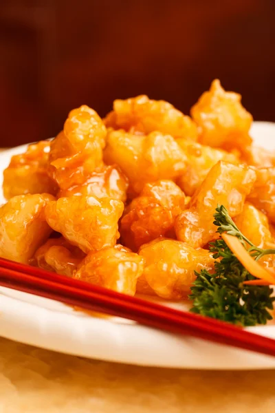 Chinese food. Chicken with sweet and sour sauce — Stock Photo, Image