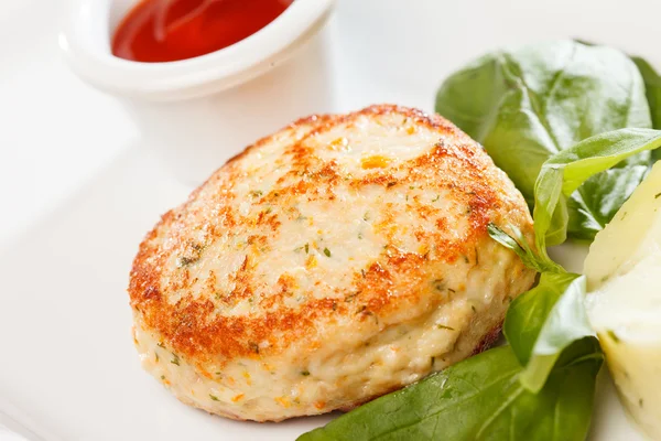 Meat cutlet with mashed potatoes — Stock Photo, Image