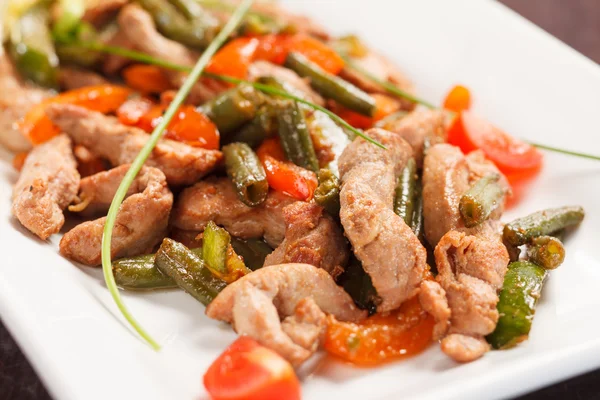 Meat with String Beans — Stock Photo, Image