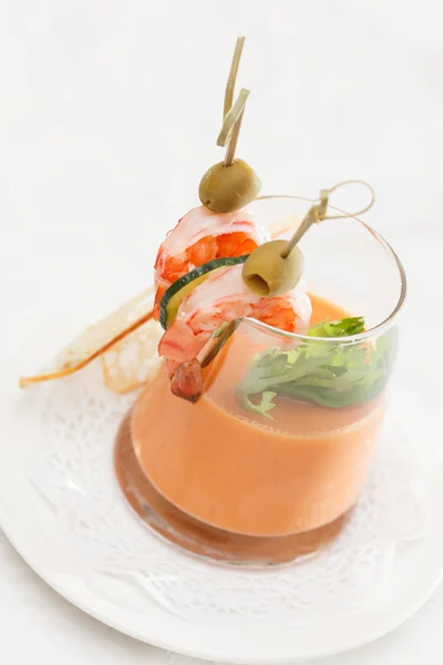 Gazpacho en vidrio de porción — Foto de Stock