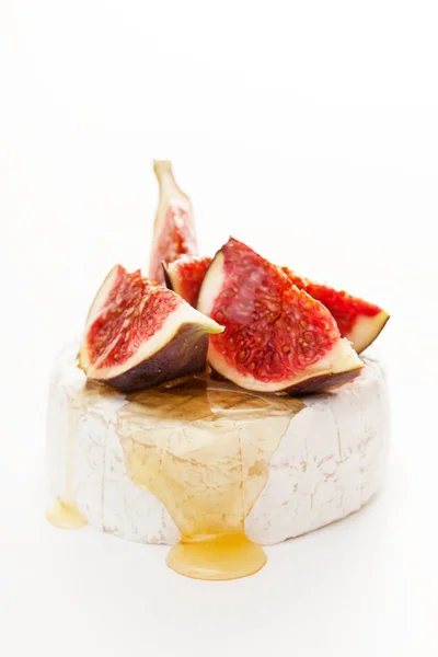 Camembert cheese, figs and honey — Stock Photo, Image