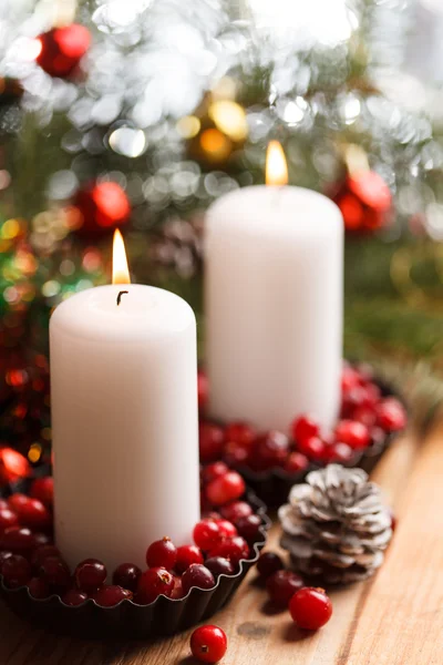 圣诞装饰用蜡烛 免版税图库图片