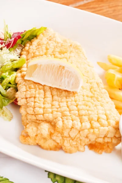 Fish with french fries potatoes — Stock Photo, Image