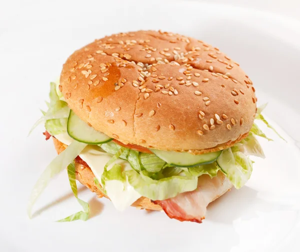 Hamburger sul bianco — Foto Stock