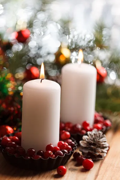 Decorazioni natalizie con candele — Foto Stock