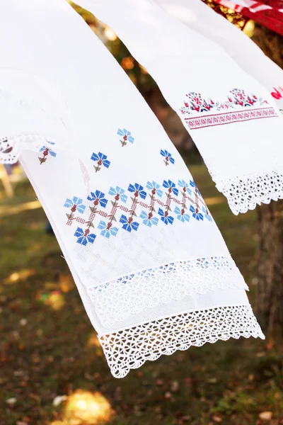 Broderie serviette en lin — Photo