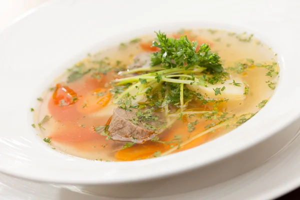 Суп из мяса и овощей — стоковое фото