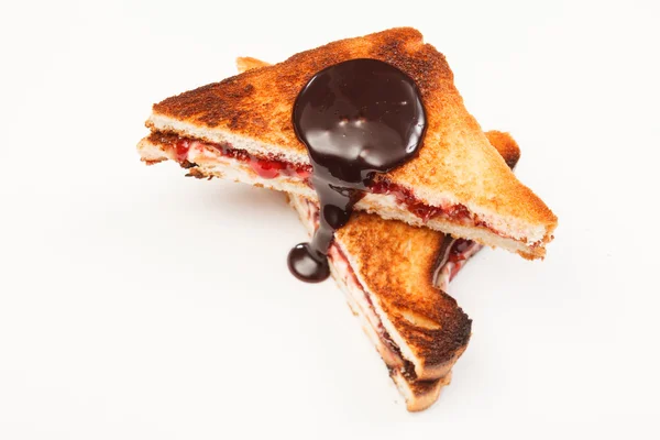 Sandwiches with jam and chocolate — Stock Photo, Image