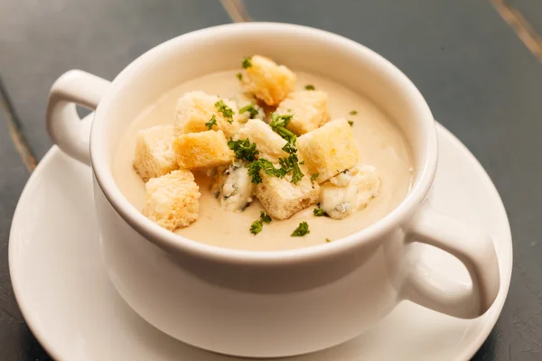 Cream soup with croutons — Stock Image Cream soup with croutons Stock Picture