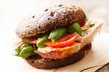 Tavuk ve peynirli sandviç.