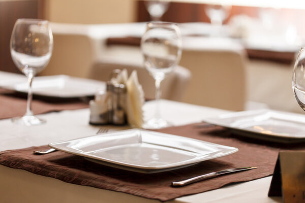 Tables set for meal