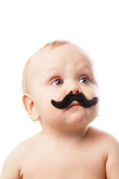 Cute baby with moustaches — Stock Photo, Image