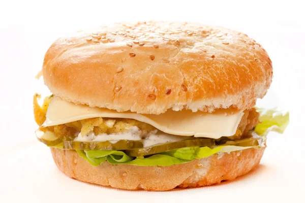 Hamburguesa con queso en el plato — Foto de Stock