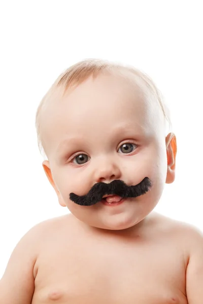 Bebê bonito com bigodes — Fotografia de Stock