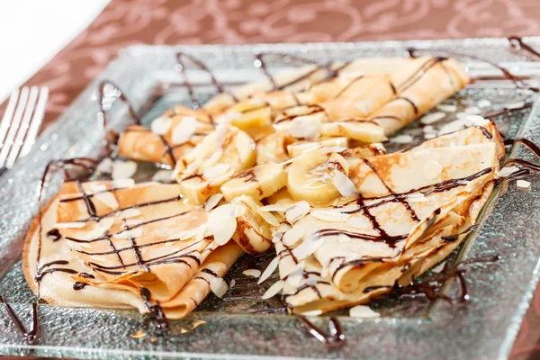 Pancakes with banana — Stock Photo, Image