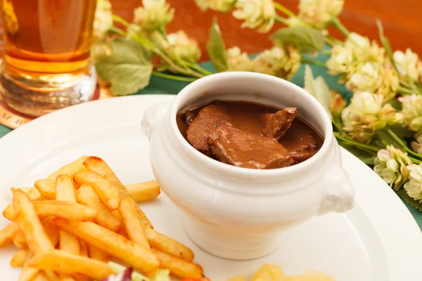 Meat with french fries — Stock Photo, Image