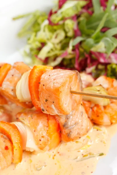 Seafood kebab — Stock Photo, Image