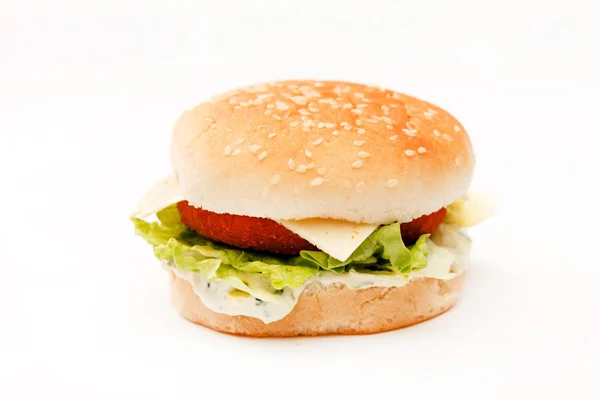 Hamburger sul bianco — Foto Stock