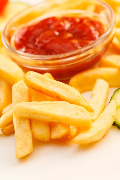 French Fries with ketchup — Stock Photo, Image