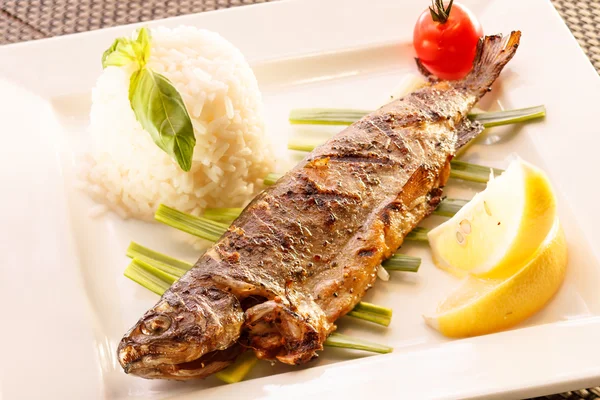 Fisch mit Reis — Stockfoto