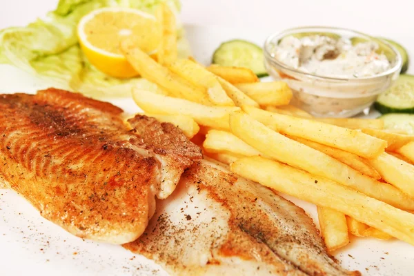 Fish with french fries — Stock Photo, Image