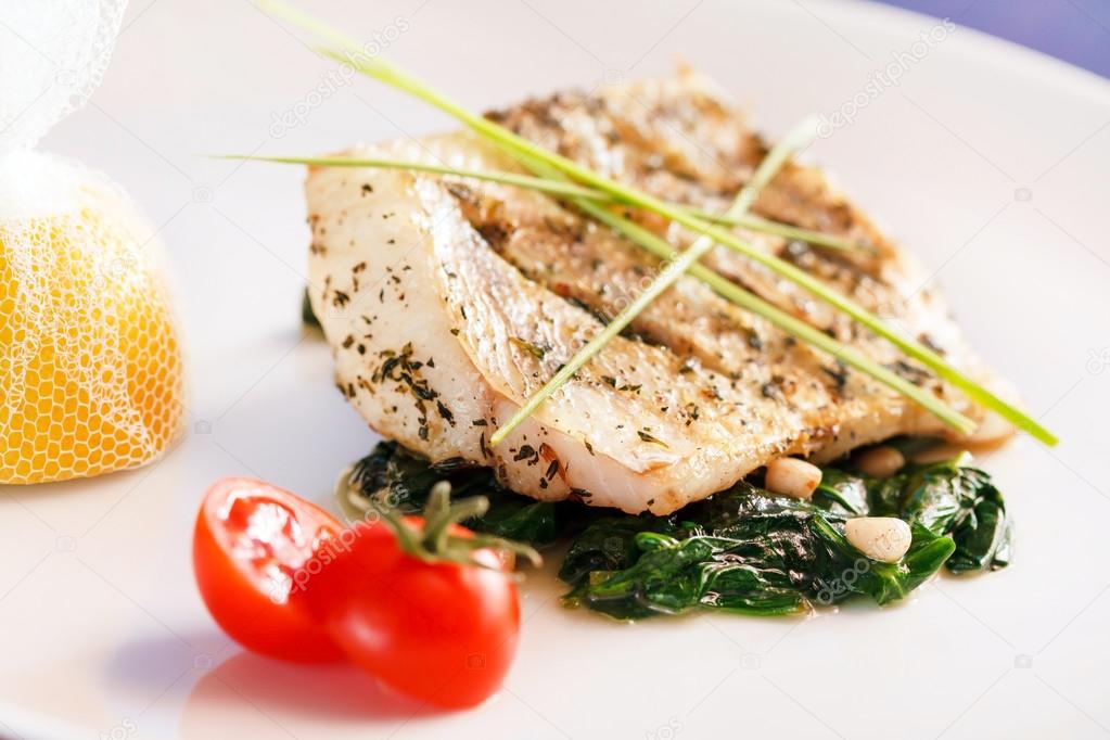 White fish with spinach