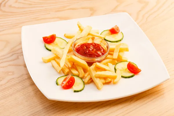 French Fries with ketchup — Stock Photo, Image