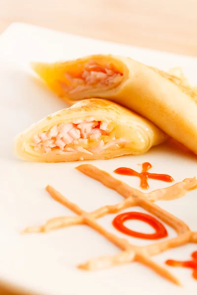 Panqueques con menú de carne para niños —  Fotos de Stock