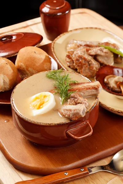 Zuppa tradizionale con costolette — Foto Stock
