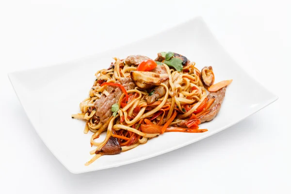 Noodle with meat and vegetables — Stock Photo, Image