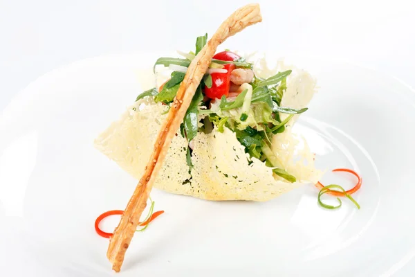 Shrimp apptizer with arugula — Stock Photo, Image