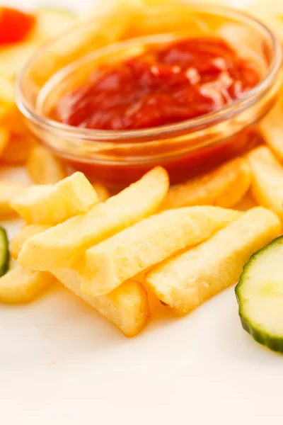 French Fries with ketchup — Stock Photo, Image