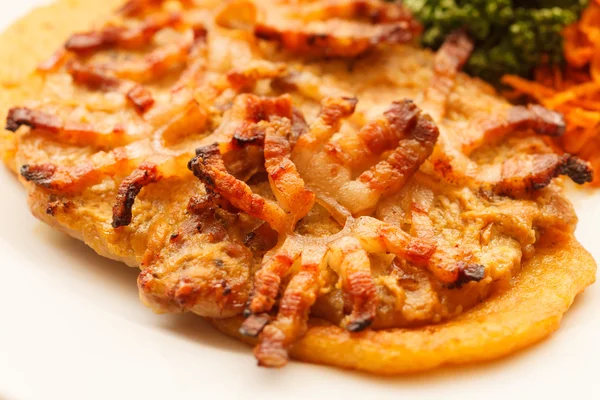 Potato pancakes with bacon — Stock Photo, Image