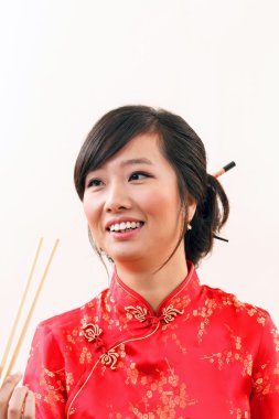 chopstics'ın Çinli kadınla