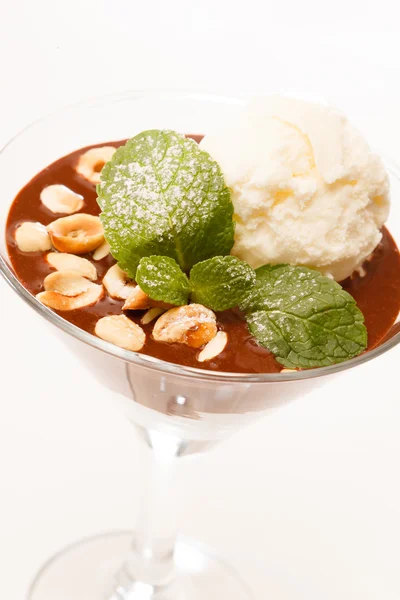 Chocolate dessert with ice cream — Stock Photo, Image