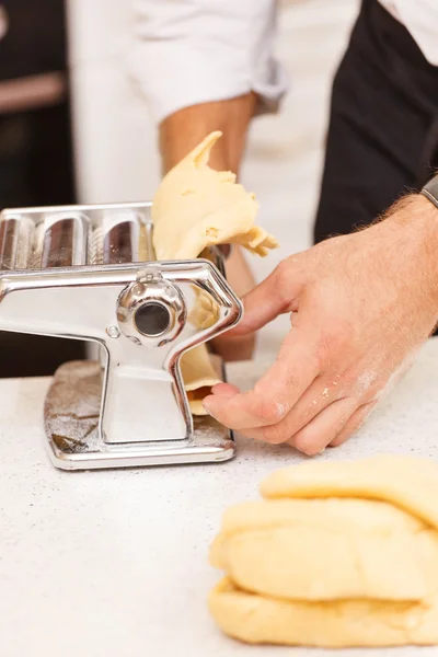 Chef making pasta — Stock Photo, Image